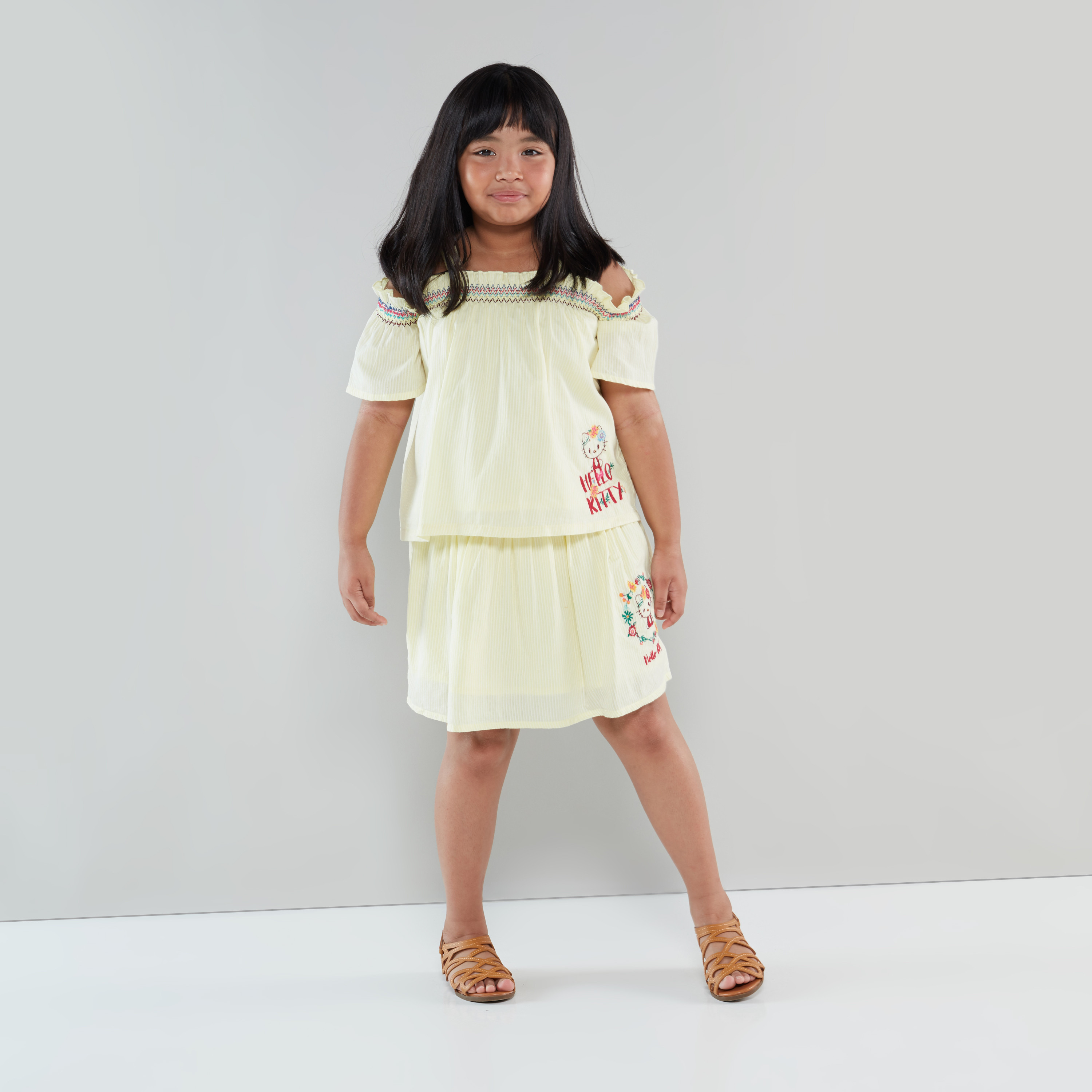 Sanrio Hello Kitty Embroidered Cotton Skirt-girls-clothing-bottoms-skirts-image-2