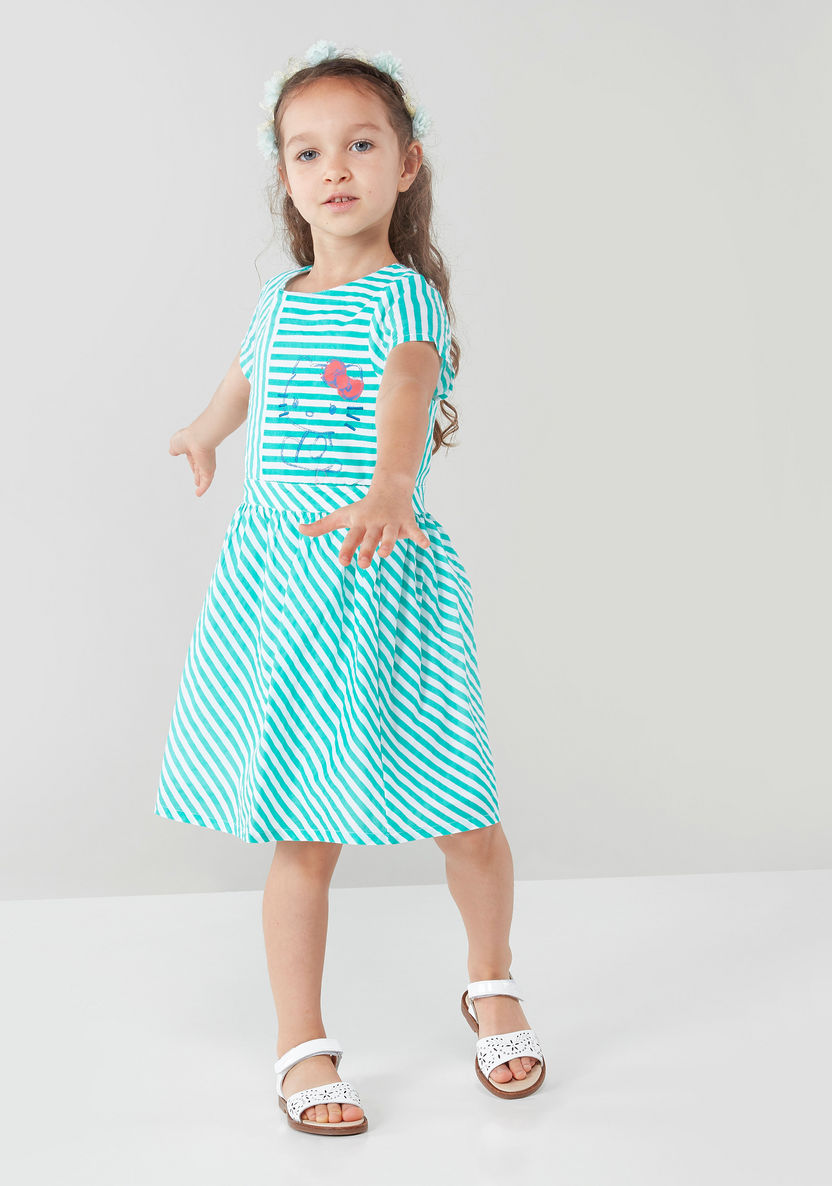 Hello Kitty Striped Short Sleeves Dress-Dresses%2C Gowns and Frocks-image-0