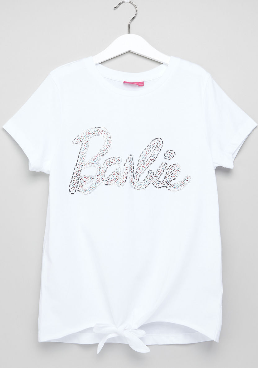 Barbie Embellished Short Sleeves Top-Blouses-image-0