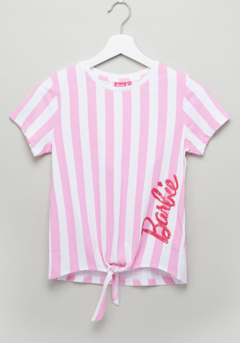 Barbie Striped Tie Up Detail Top-Blouses-image-0