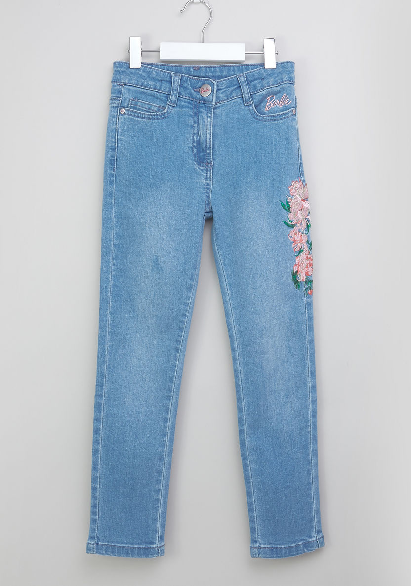 Barbie Embroidered Jeans with Pocket Detail-Jeans and Jeggings-image-0