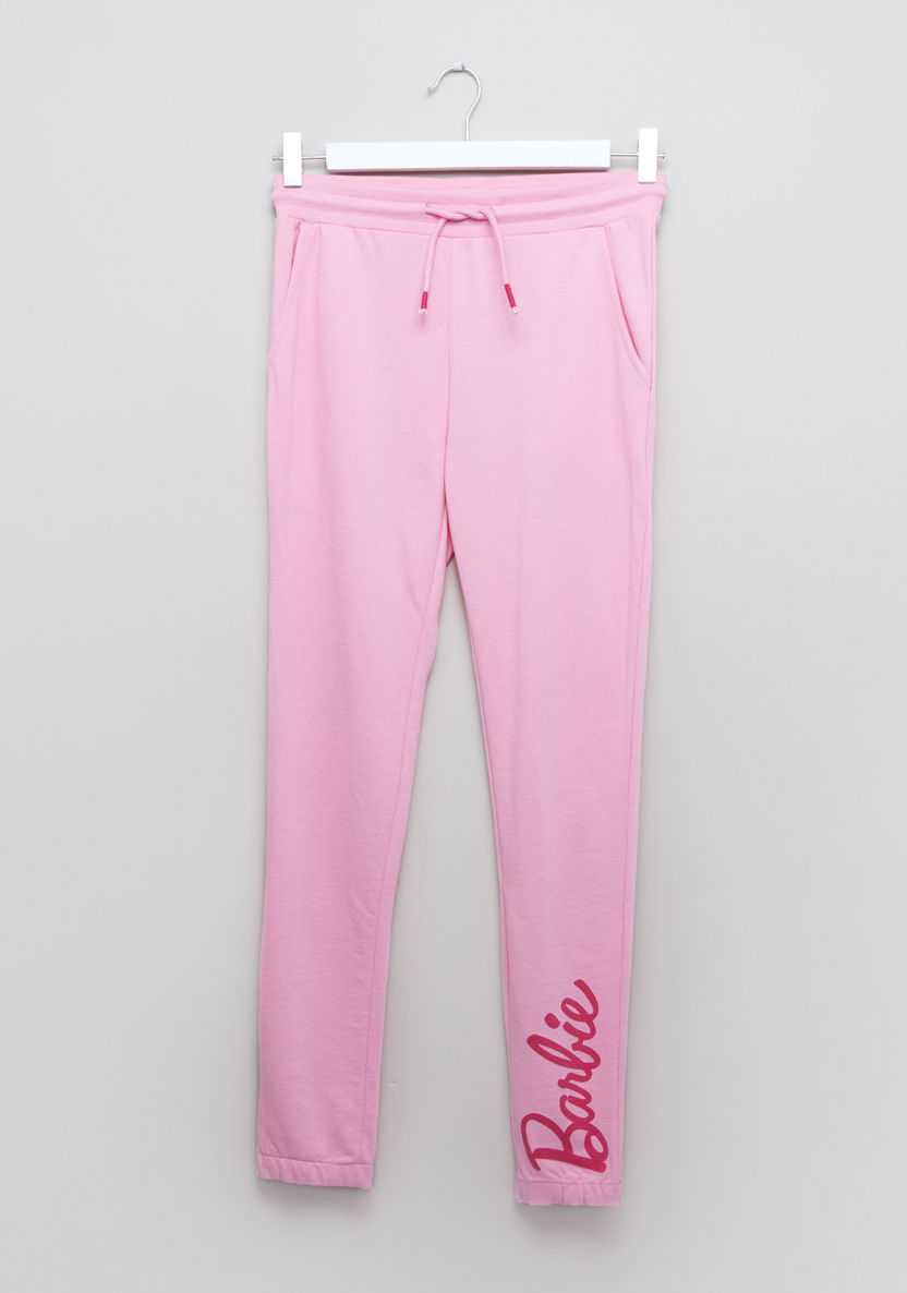Barbie Printed Jog Pants with Pocket Detail and Elasticised Waistband-Bottoms-image-0