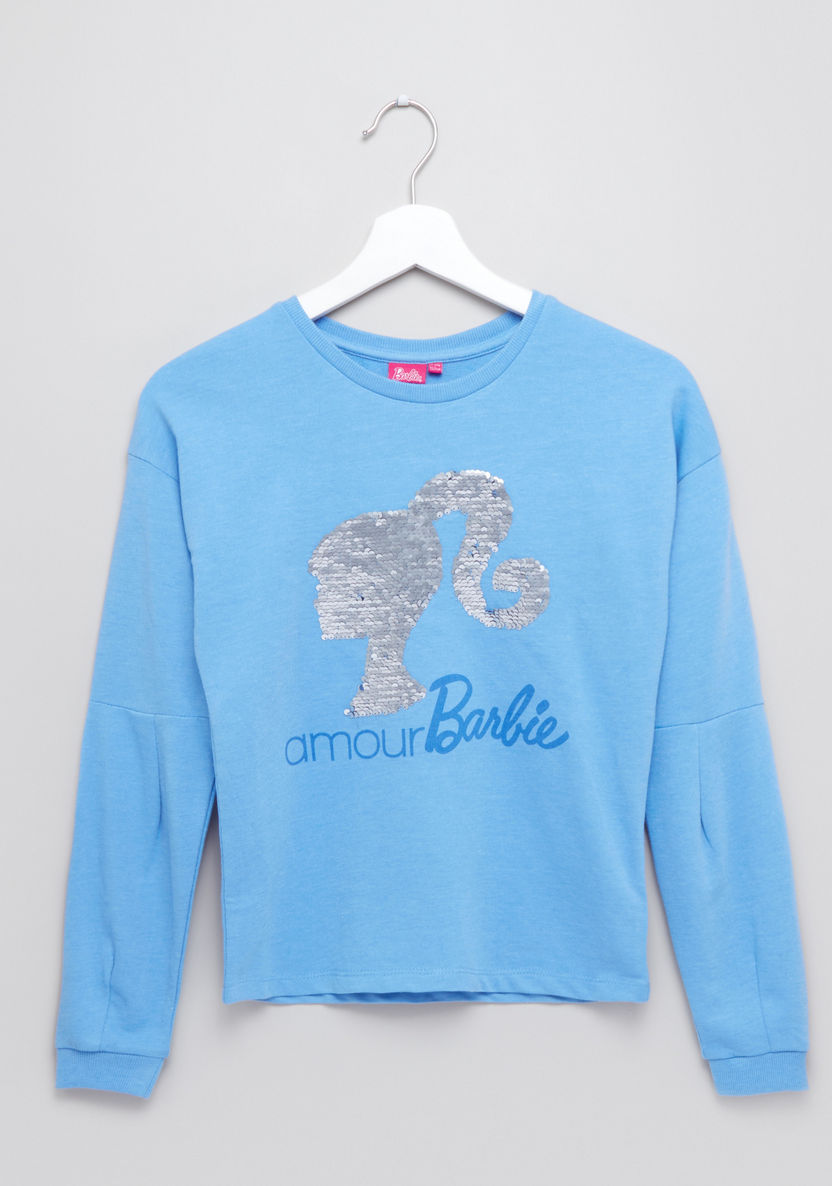 Barbie Sequin Detail Sweat Top-Sweaters and Cardigans-image-0