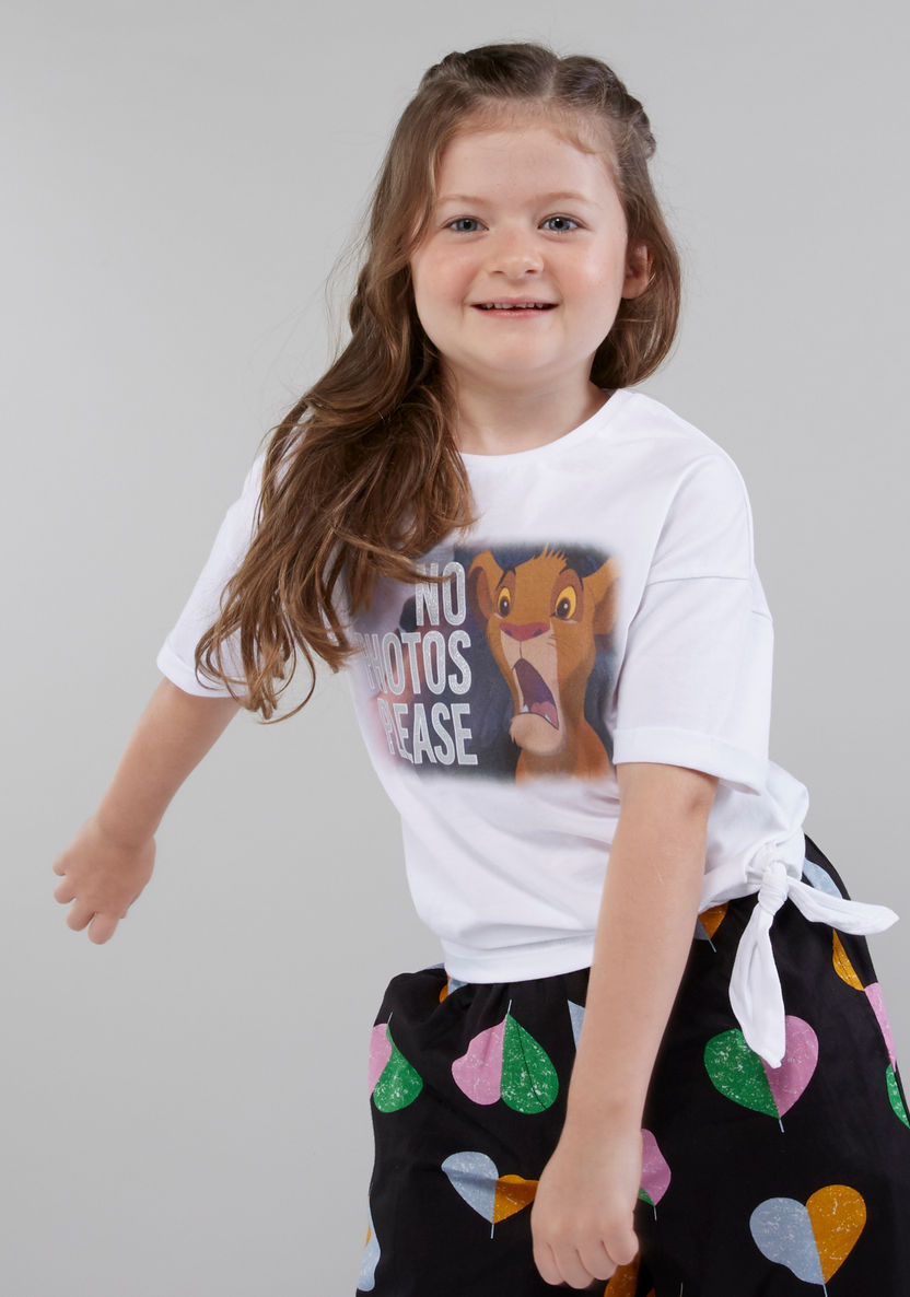 The Lion King Printed Top with Drop Shoulders and Tie Ups-Blouses-image-2