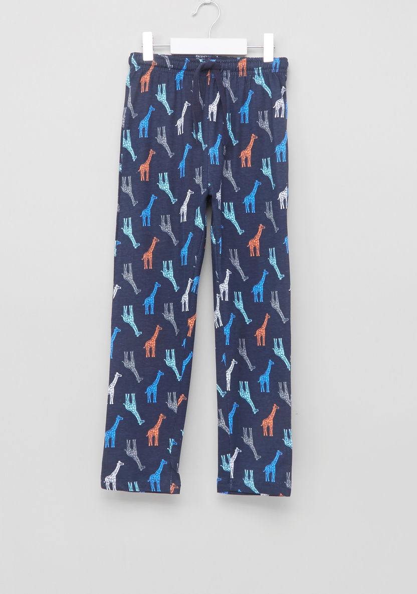 Juniors Giraffe Printed T-shirt and Pyjamas - Set of 2-Clothes Sets-image-4