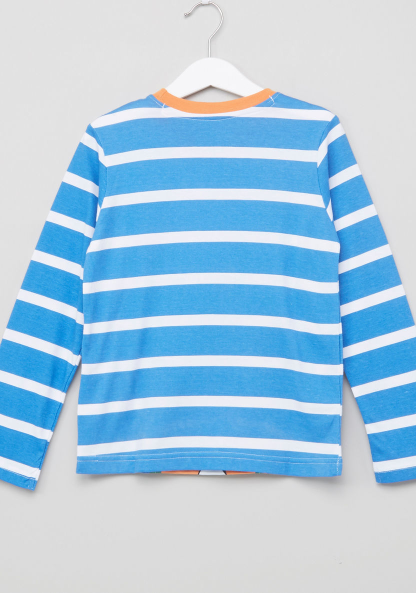Juniors Striped T-shirt with Printed Jog Pants-Nightwear-image-3