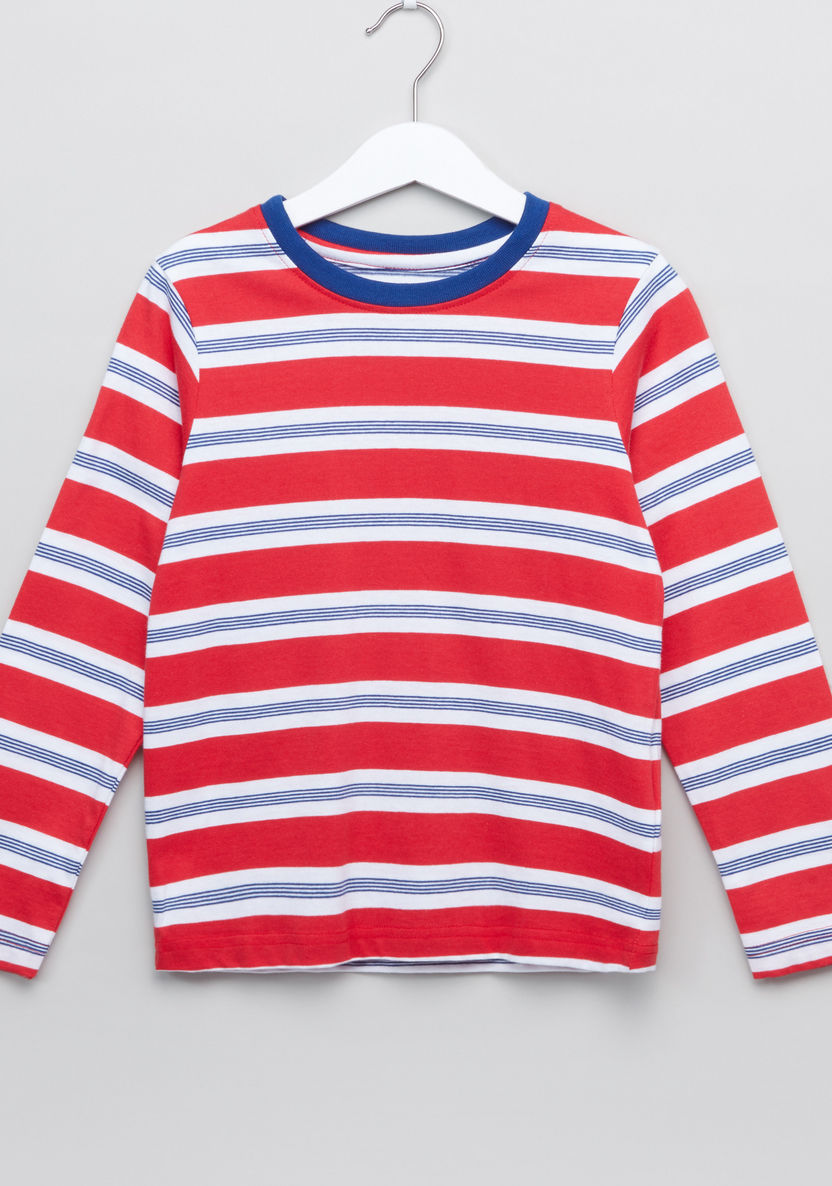 Juniors Striped T-shirt with Jog Pants-Clothes Sets-image-1