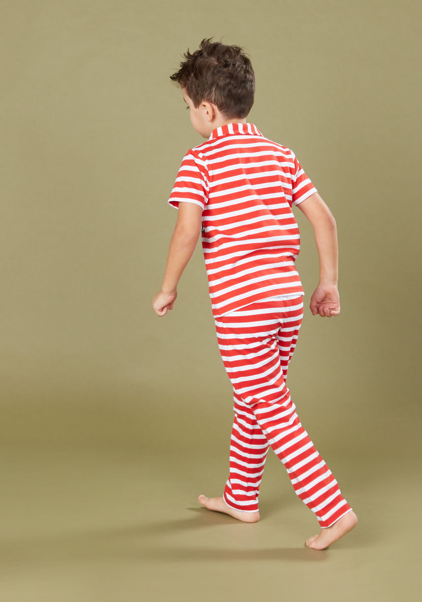 Juniors Striped Short Sleeves Shirt and Pyjama Set-Nightwear-image-1