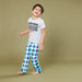 Juniors Printed T-shirt and Chequered Pyjama Set-Nightwear-thumbnail-0