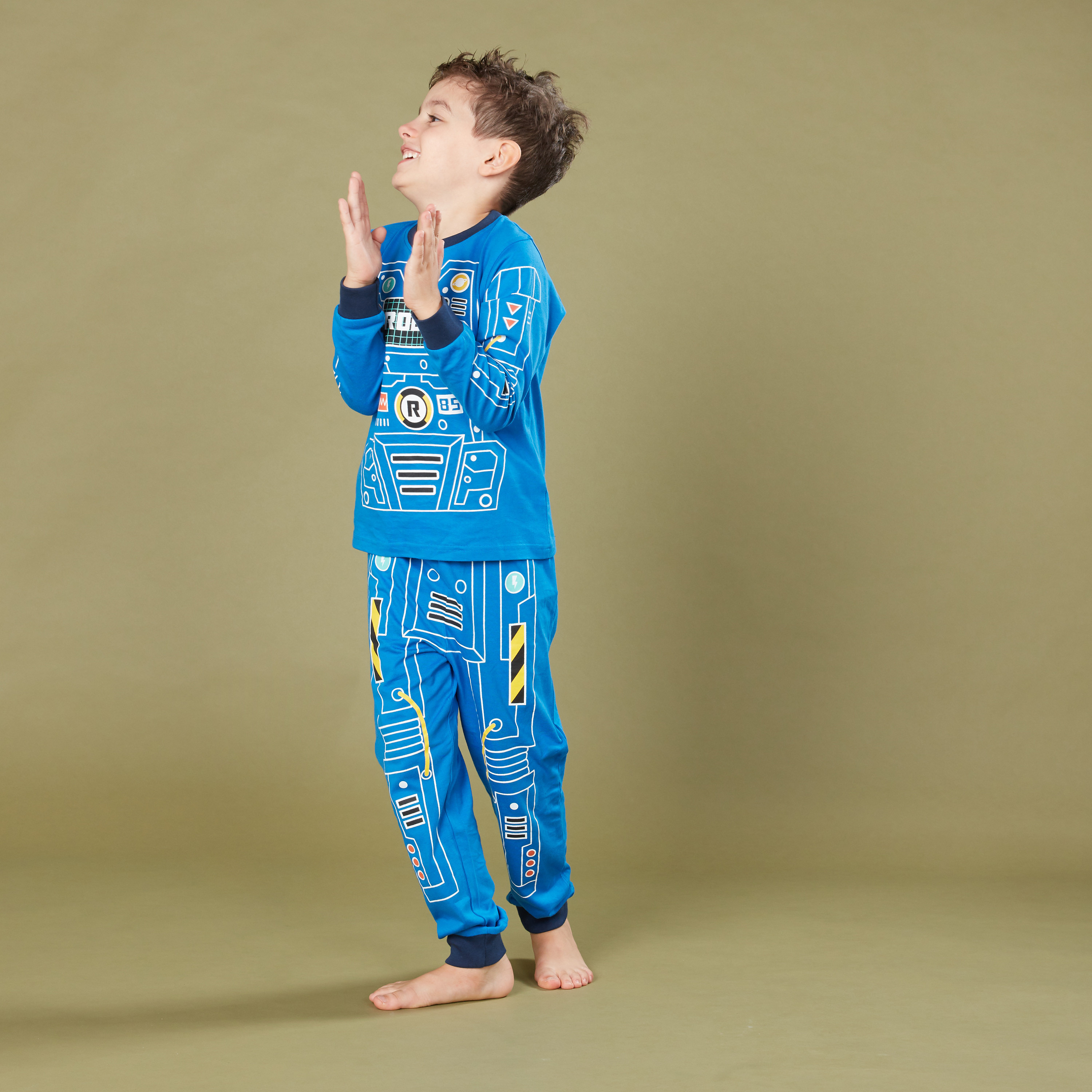 Juniors Printed Long Sleeves T-Shirt with Jog Pants-boys-clothing-nightwear-image-3