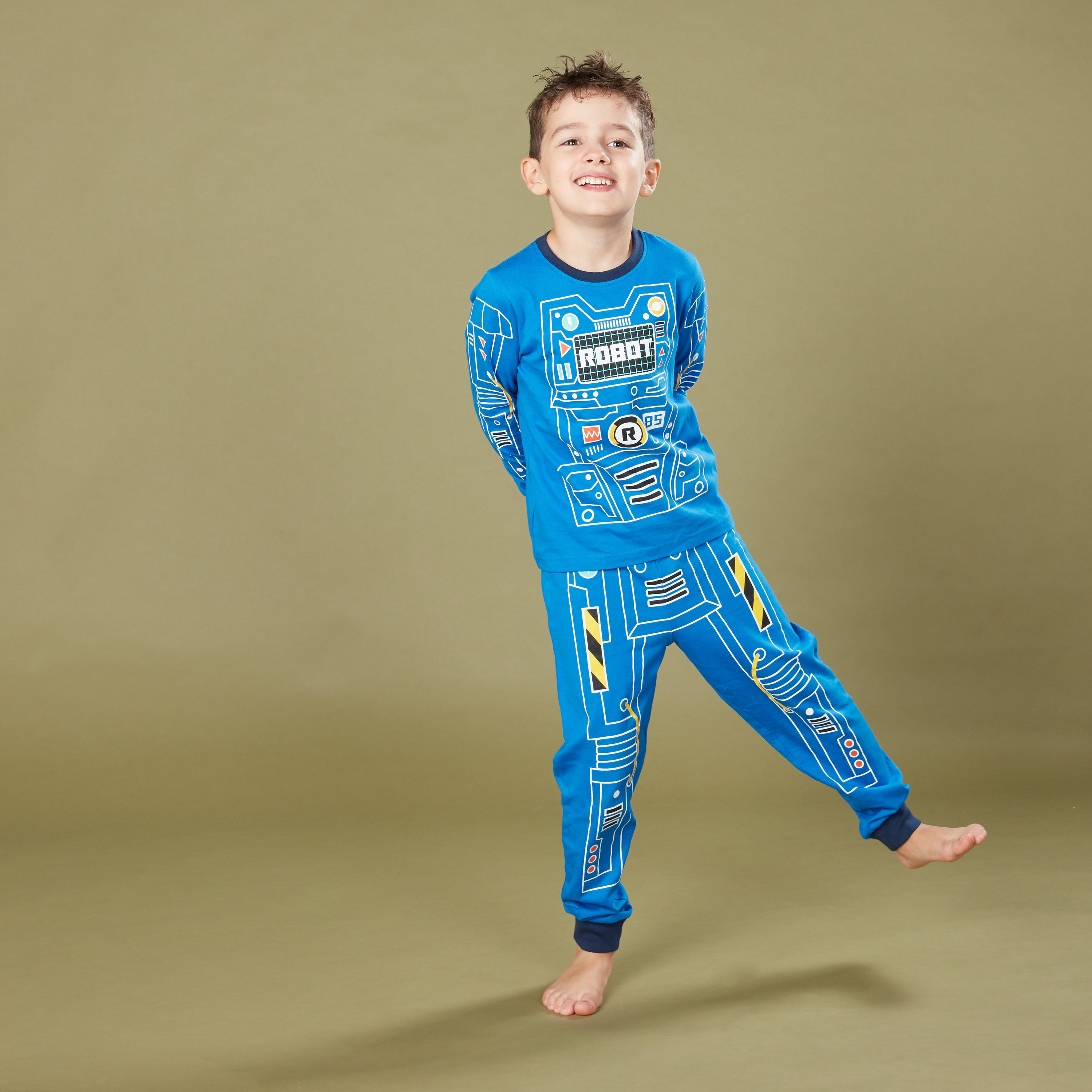 Juniors Printed Long Sleeves T-Shirt with Jog Pants-boys-clothing-nightwear-image-5