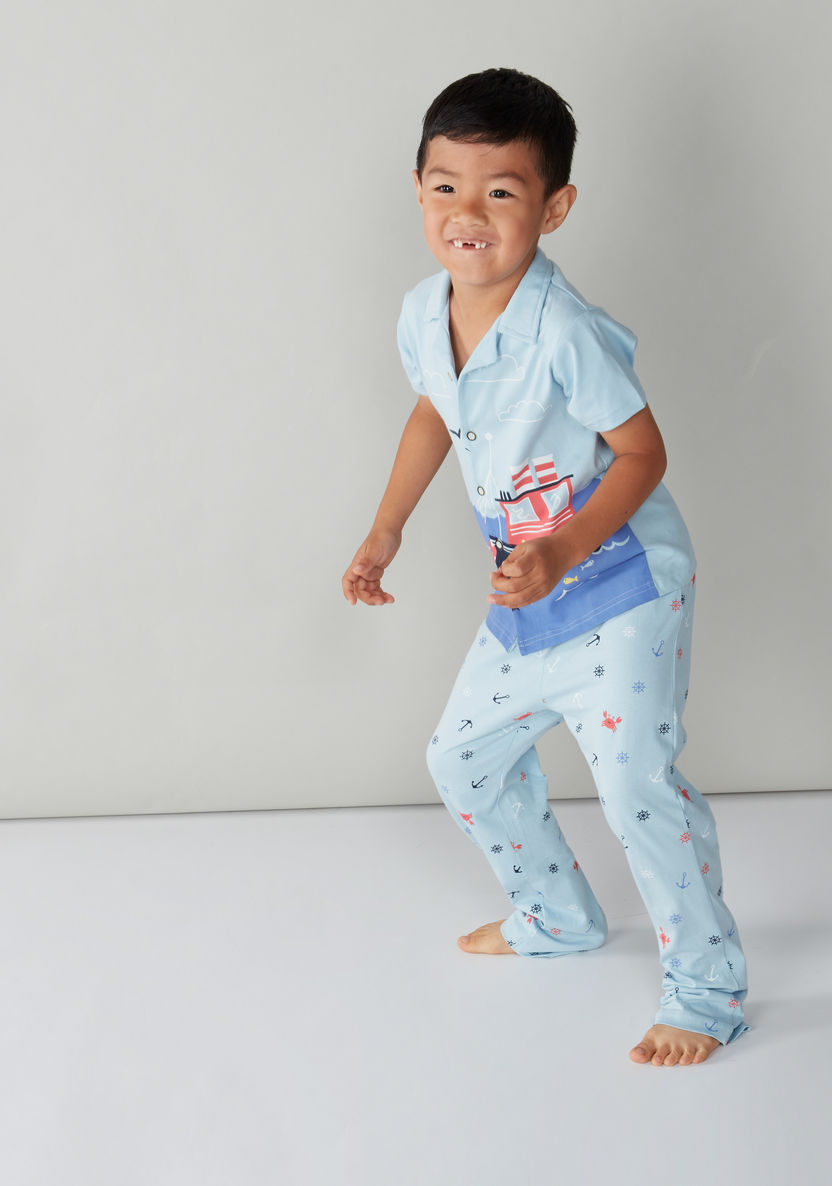 Juniors Printed Short Sleeves Shirt and Pyjama Set-Nightwear-image-0