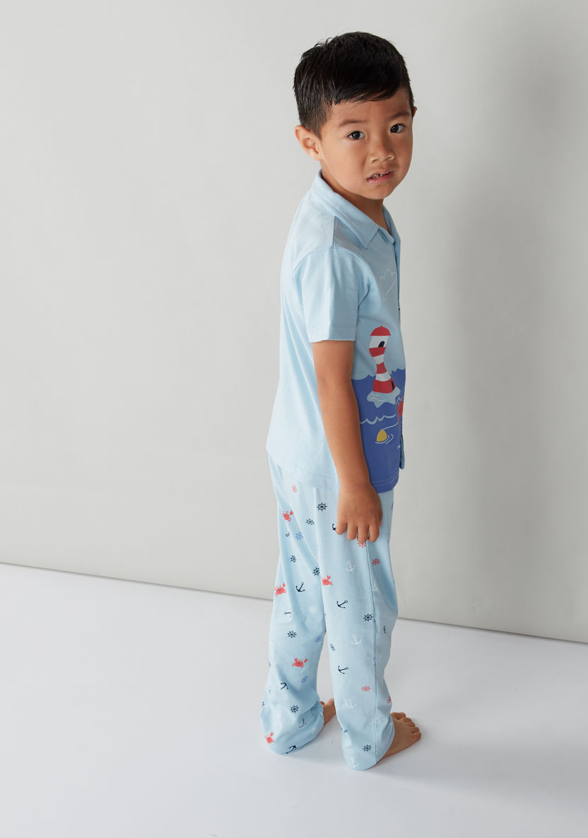 Juniors Printed Short Sleeves Shirt and Pyjama Set-Nightwear-image-1