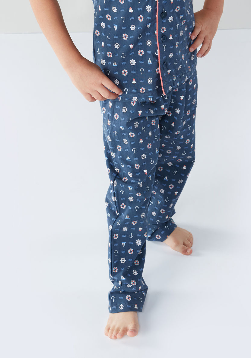 Juniors Printed Short Sleeves Shirt and Pyjama Set-Nightwear-image-3