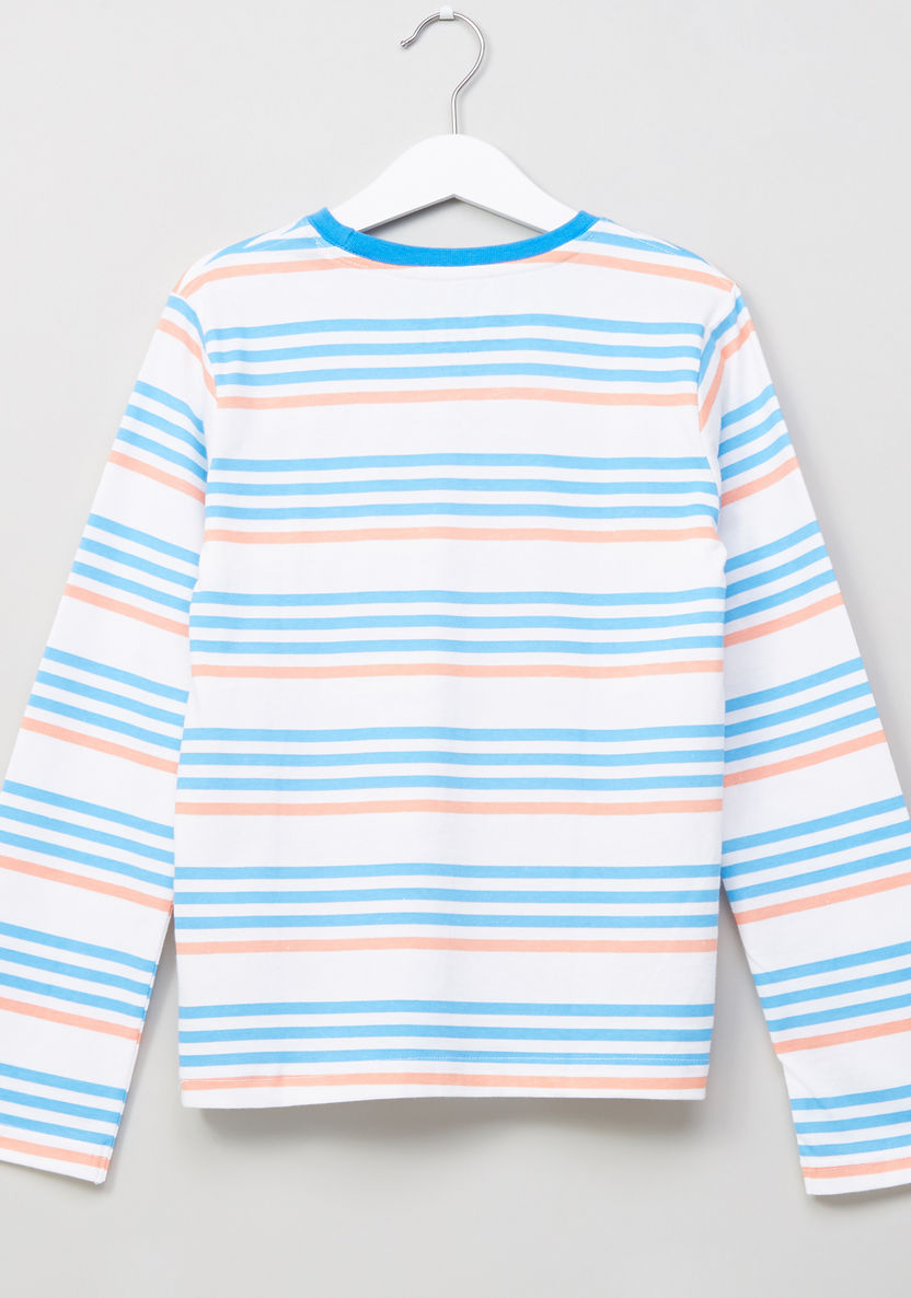 Juniors Striped Cotton 2-Piece T-shirt and Pyjama Set-Nightwear-image-3