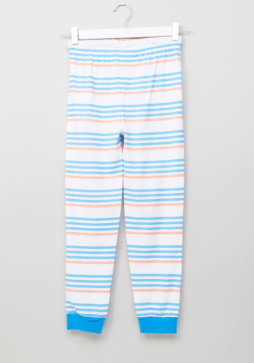 Juniors Striped Cotton 2-Piece T-shirt and Pyjama Set-Nightwear-image-4