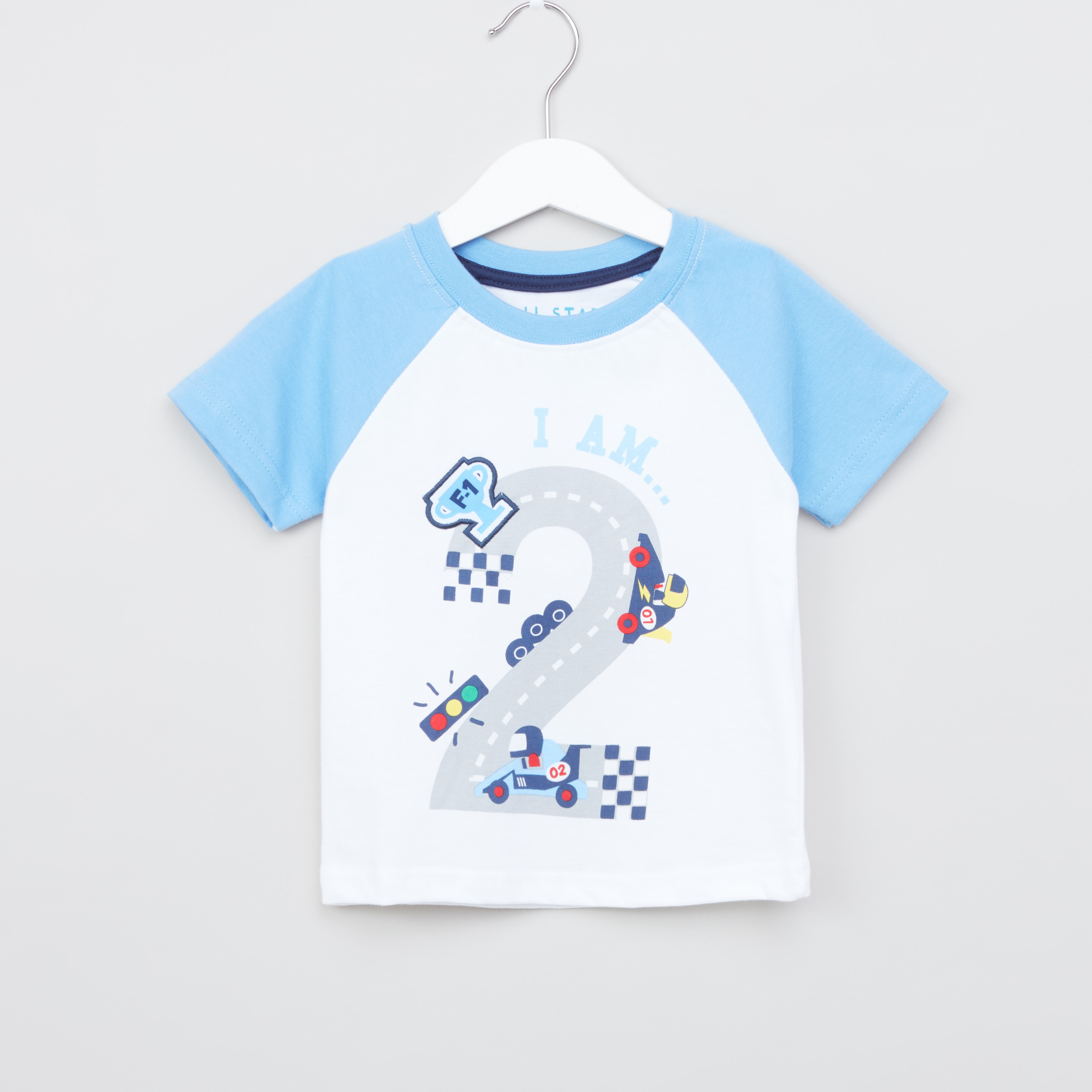 تيشيرت بياقة مستديرة وأكمام مغايرة مع بنطال بيجاما خطط من جونيورز-boys-clothing-nightwear-image-2