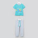 Juniors I am 3 Printed Short Sleeves T-shirt with Melange Cuff Pants-Nightwear-thumbnail-0