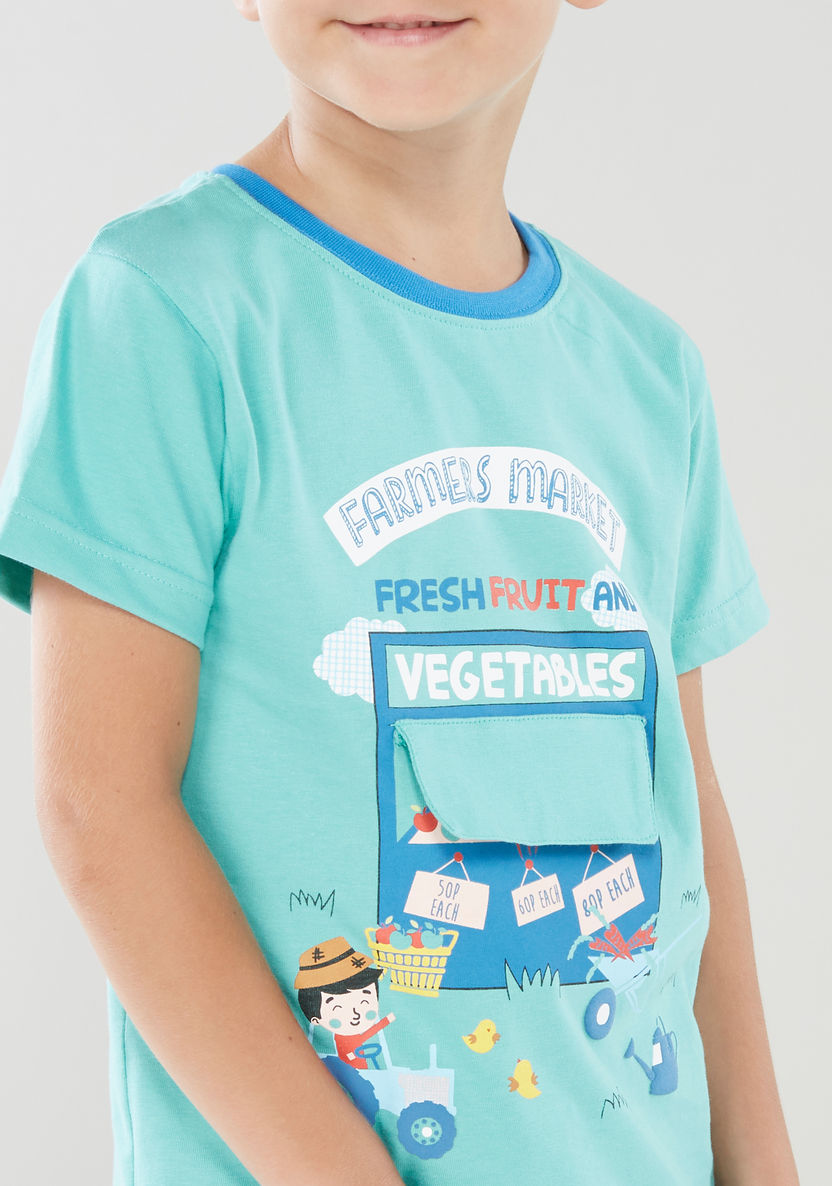 Juniors Graphic Printed T-shirt and Bermuda Shorts-Clothes Sets-image-1