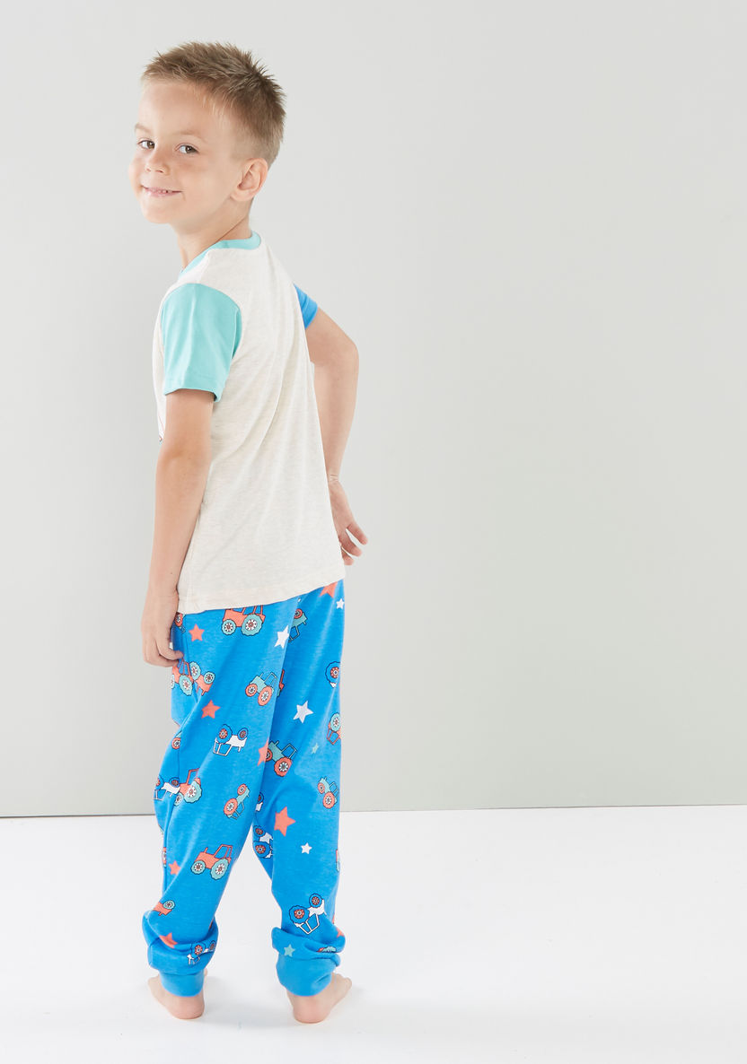 Juniors Ready Steady Go Printed Short Sleeves T-shirt with Jog Pants-Nightwear-image-2