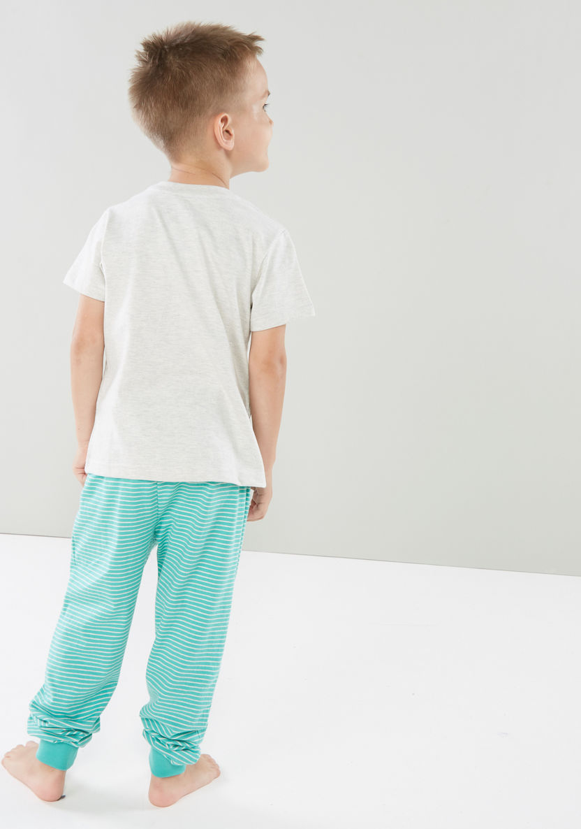 Juniors Graphic Printed T-shirt and Striped Pyjamas Set-Nightwear-image-3