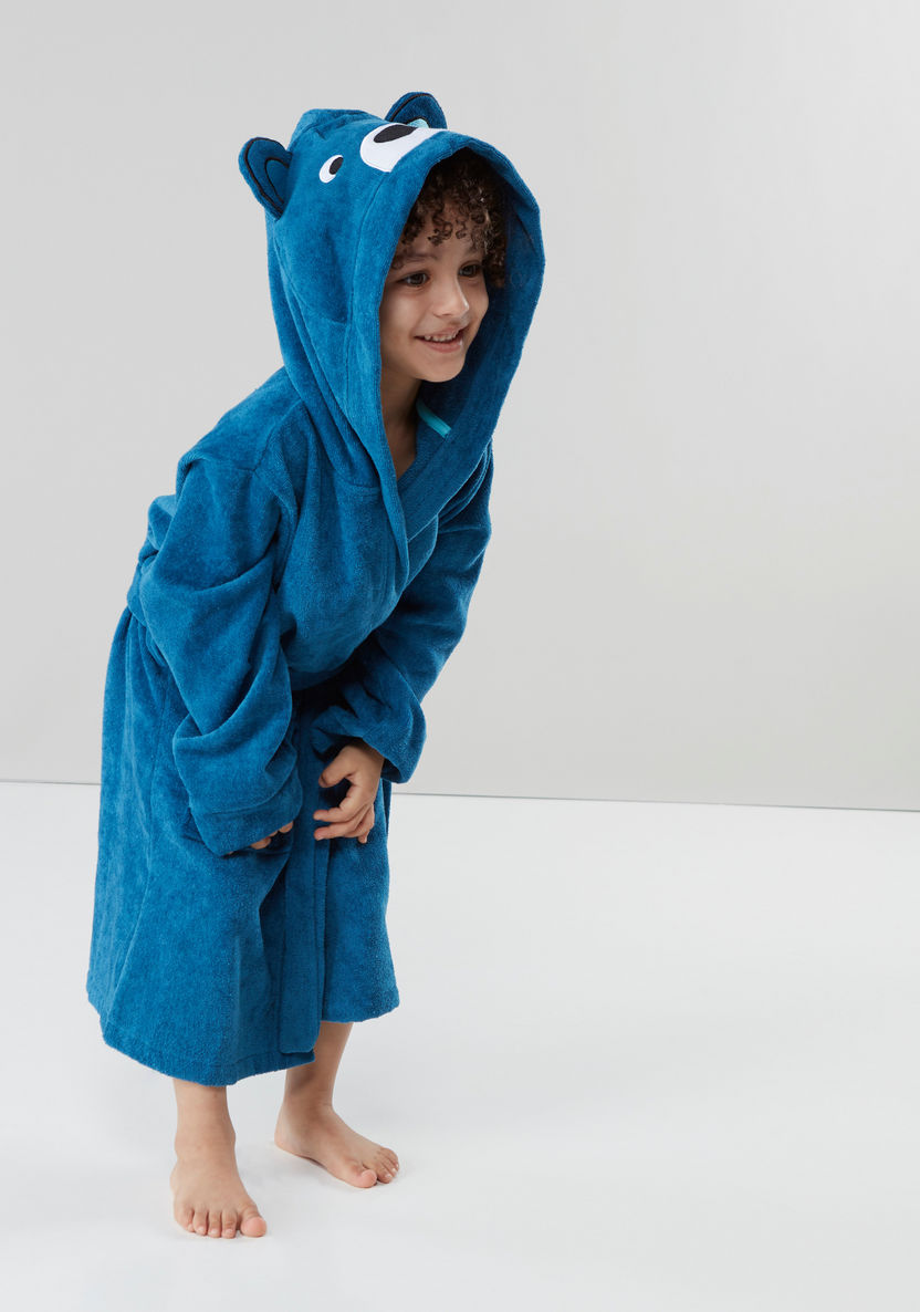 Juniors Hooded Bathrobe with Bear Applique-Nightwear-image-2