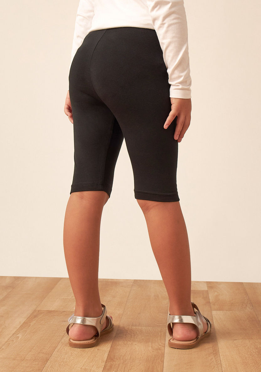 Juniors Solid Knee Length Shorts with Elasticised Waistband-Shorts-image-3