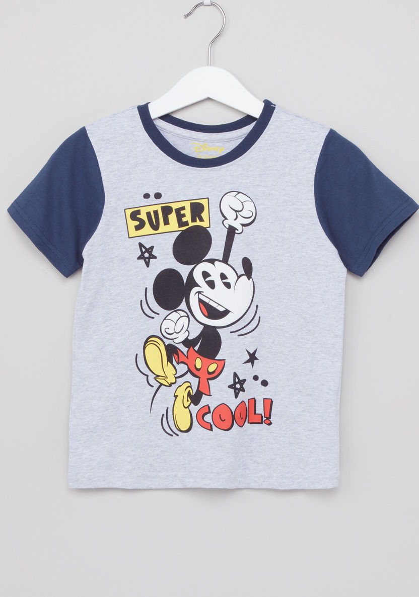 Mickey Mouse Printed T-shirt with Jog Pants-Nightwear-image-1