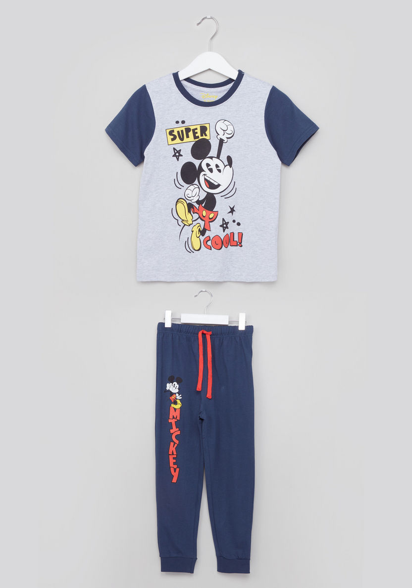 Mickey Mouse Printed T-shirt with Jog Pants-Nightwear-image-0