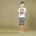 Mickey Mouse Printed T-shirt with Striped Shorts-Nightwear-thumbnail-1