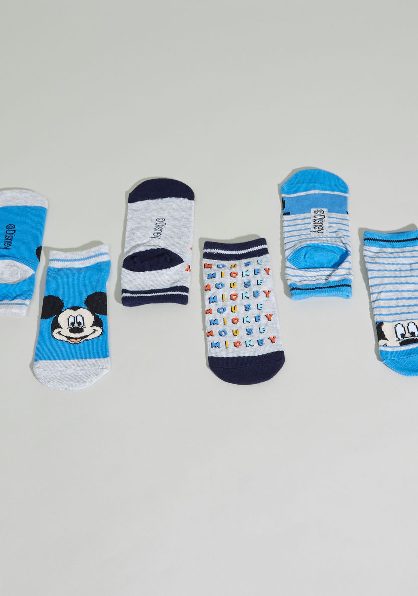 Mickey Mouse Printed Trainer Liner Socks - Set of 3-Socks-image-1