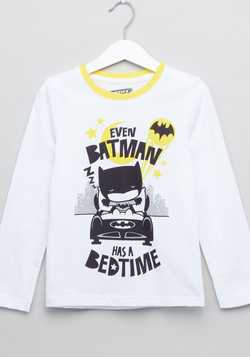 Batman Printed Long Sleeves T-shirt and Pyjama Set-Clothes Sets-image-1