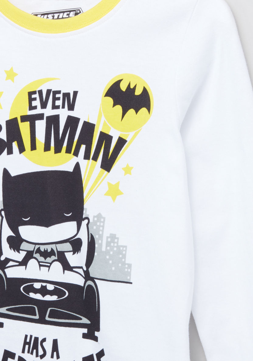 Batman Printed Long Sleeves T-shirt and Pyjama Set-Clothes Sets-image-2
