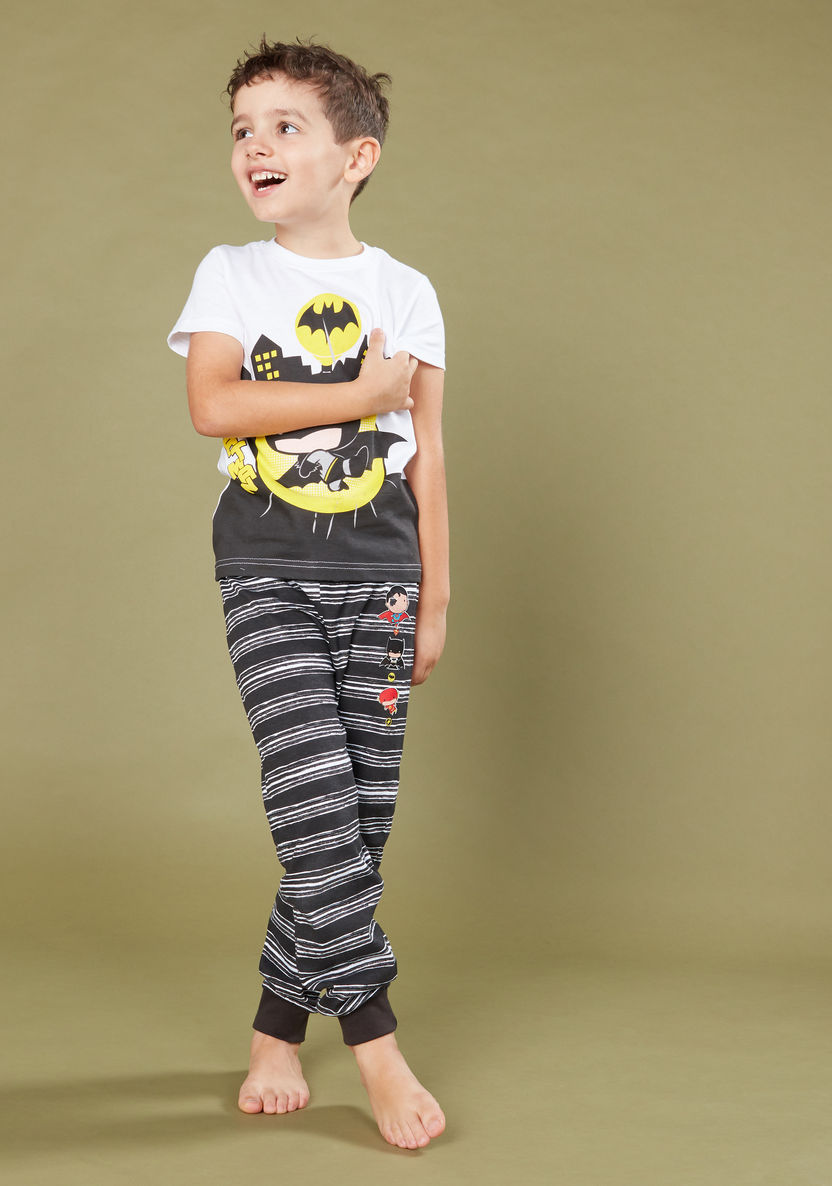 Batman Printed T-shirt with Jog Pants-Nightwear-image-0