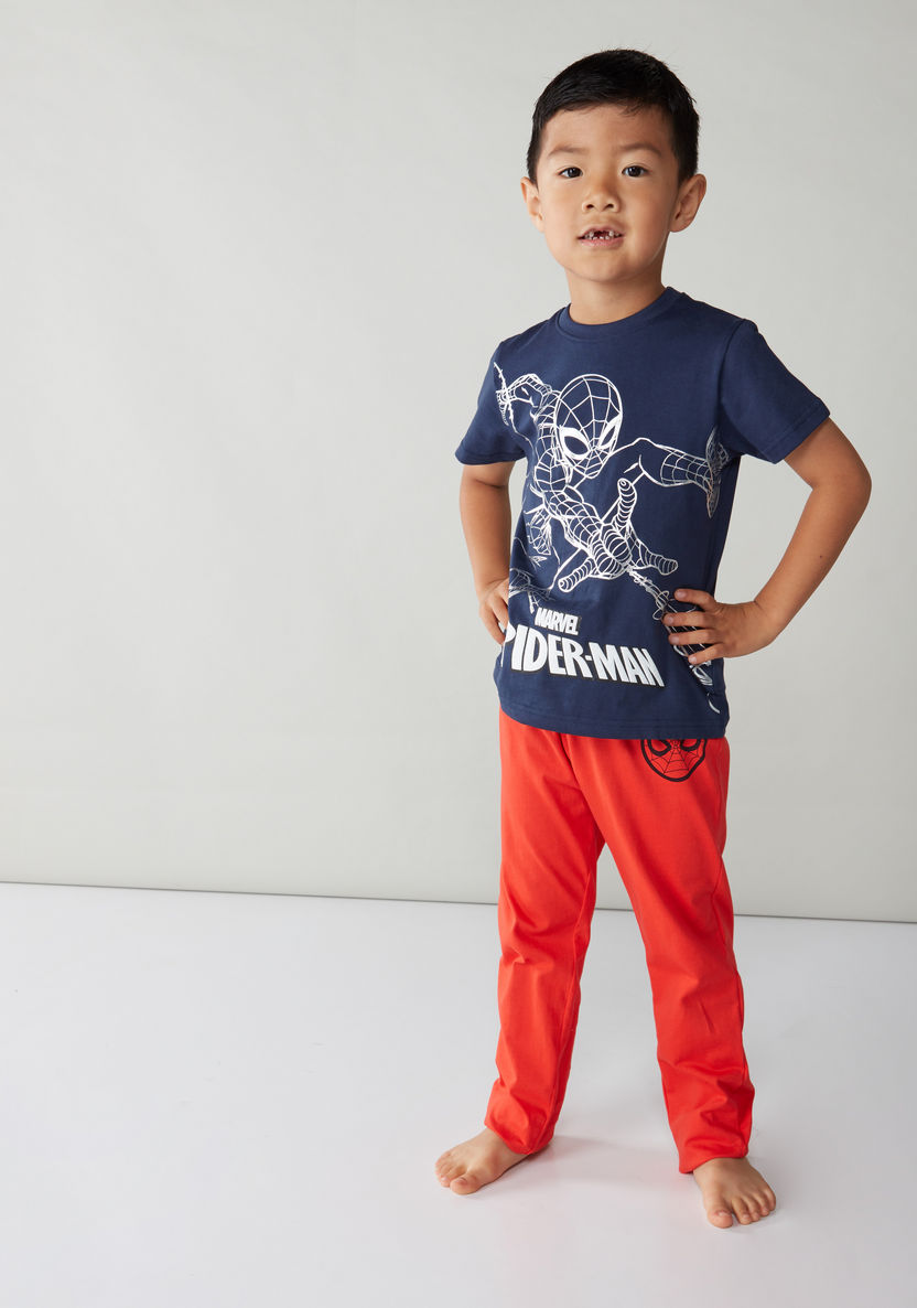 Spider-Man Printed T-shirt and Pyjamas - Set of 2-Clothes Sets-image-0