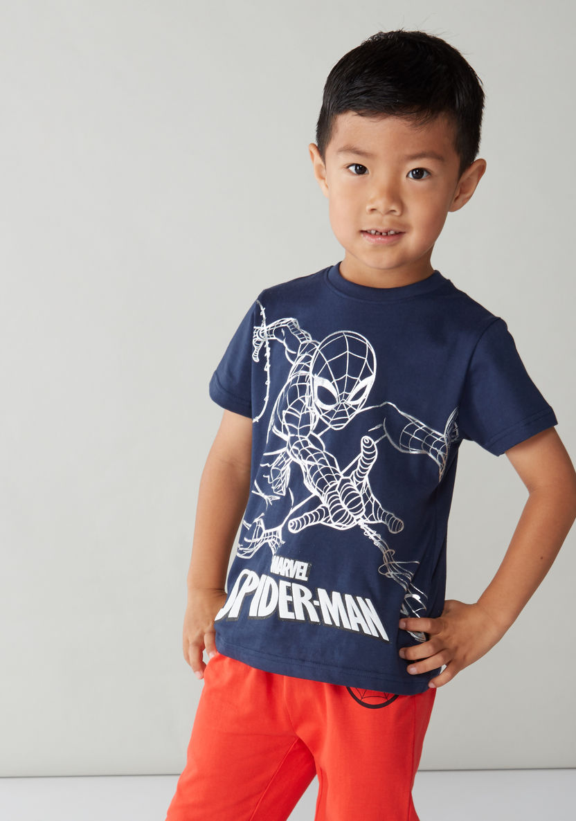 Spider-Man Printed T-shirt and Pyjamas - Set of 2-Clothes Sets-image-1
