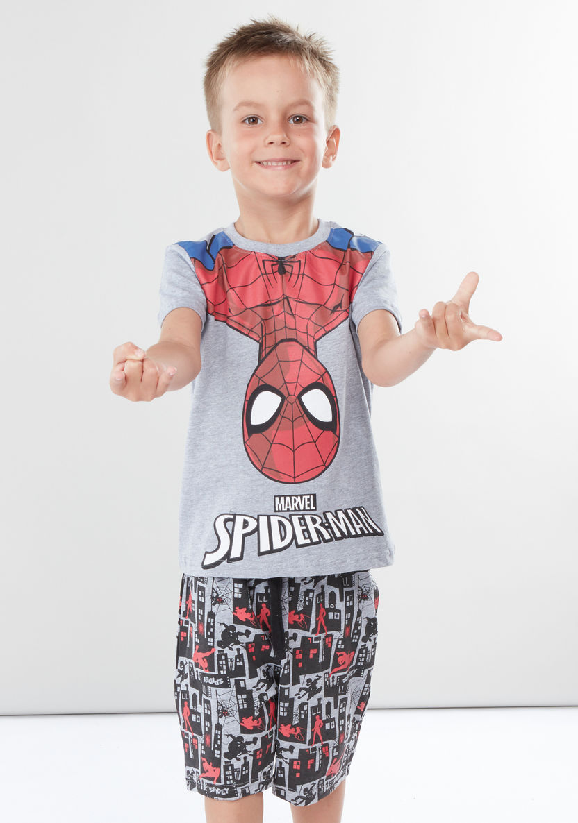 Spider-Man Printed T-shirt and Bermuda Shorts Set-Nightwear-image-1