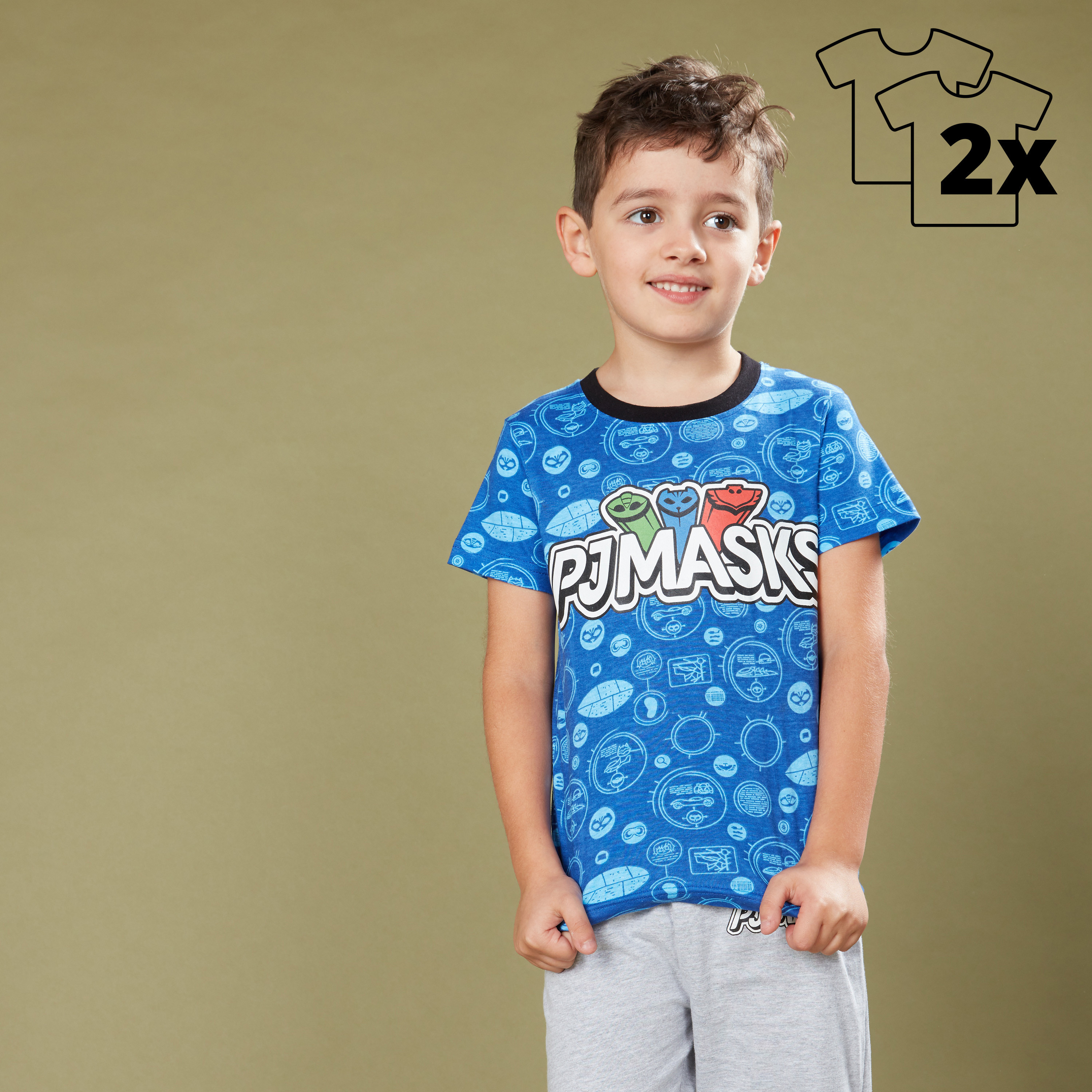 PJ Masks Printed T-Shirt and Pyjama - Set of 2-boys-clothing-nightwear-image-1