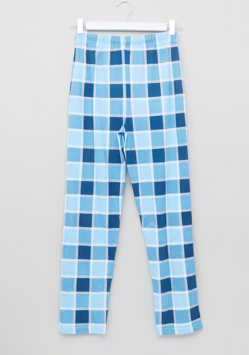 Juniors Striped T-shirt and Chequered Pyjama Set-Nightwear-image-5