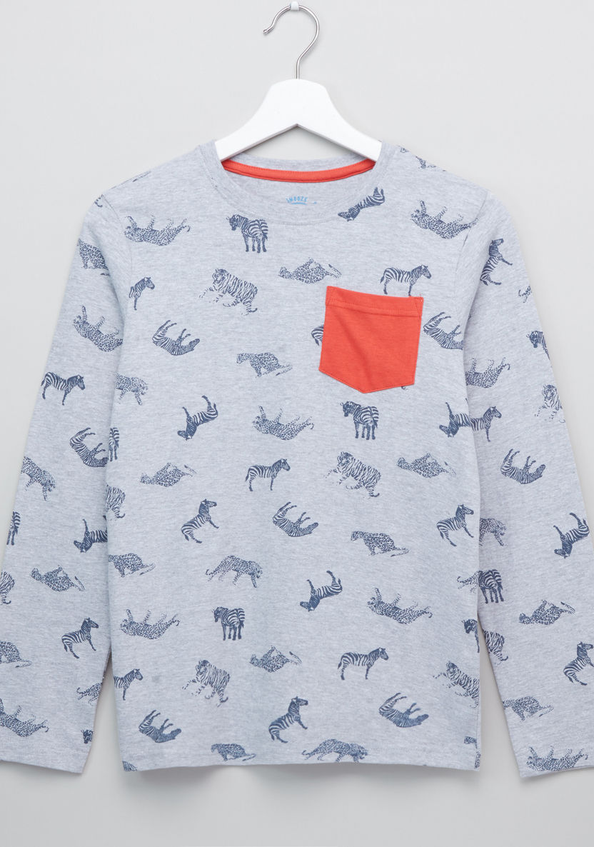 Juniors Long Sleeves T-shirt and Full Length Pyjamas - Set of 2-Nightwear-image-1