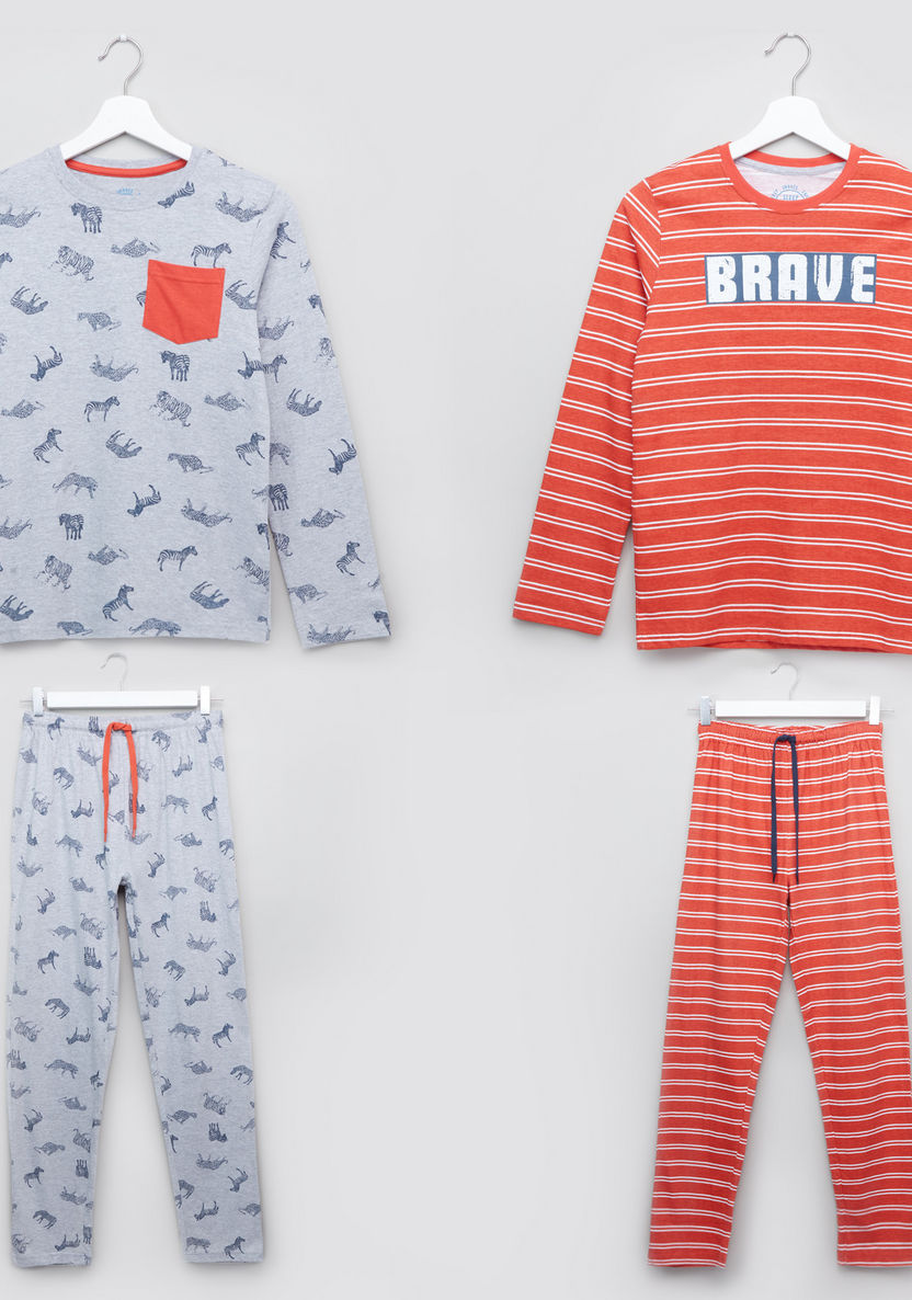 Juniors Long Sleeves T-shirt and Full Length Pyjamas - Set of 2-Nightwear-image-0