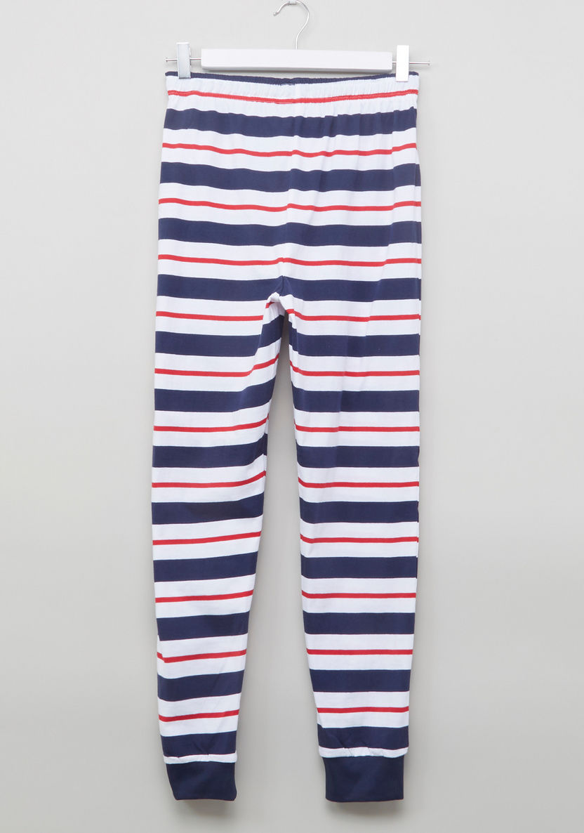 Juniors Striped Long Sleeves T-shirt with Jog Pants-Nightwear-image-6