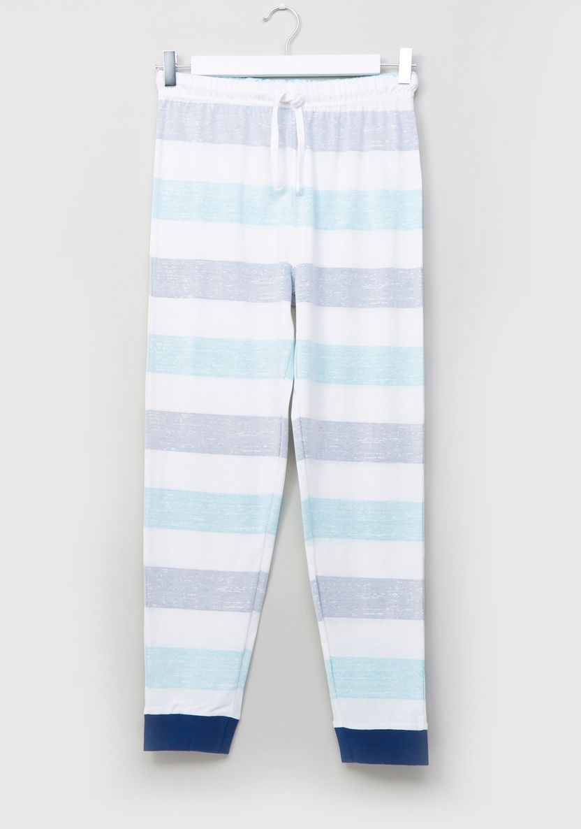 Juniors Striped Long Sleeves T-shirt with Jog Pants-Nightwear-image-2