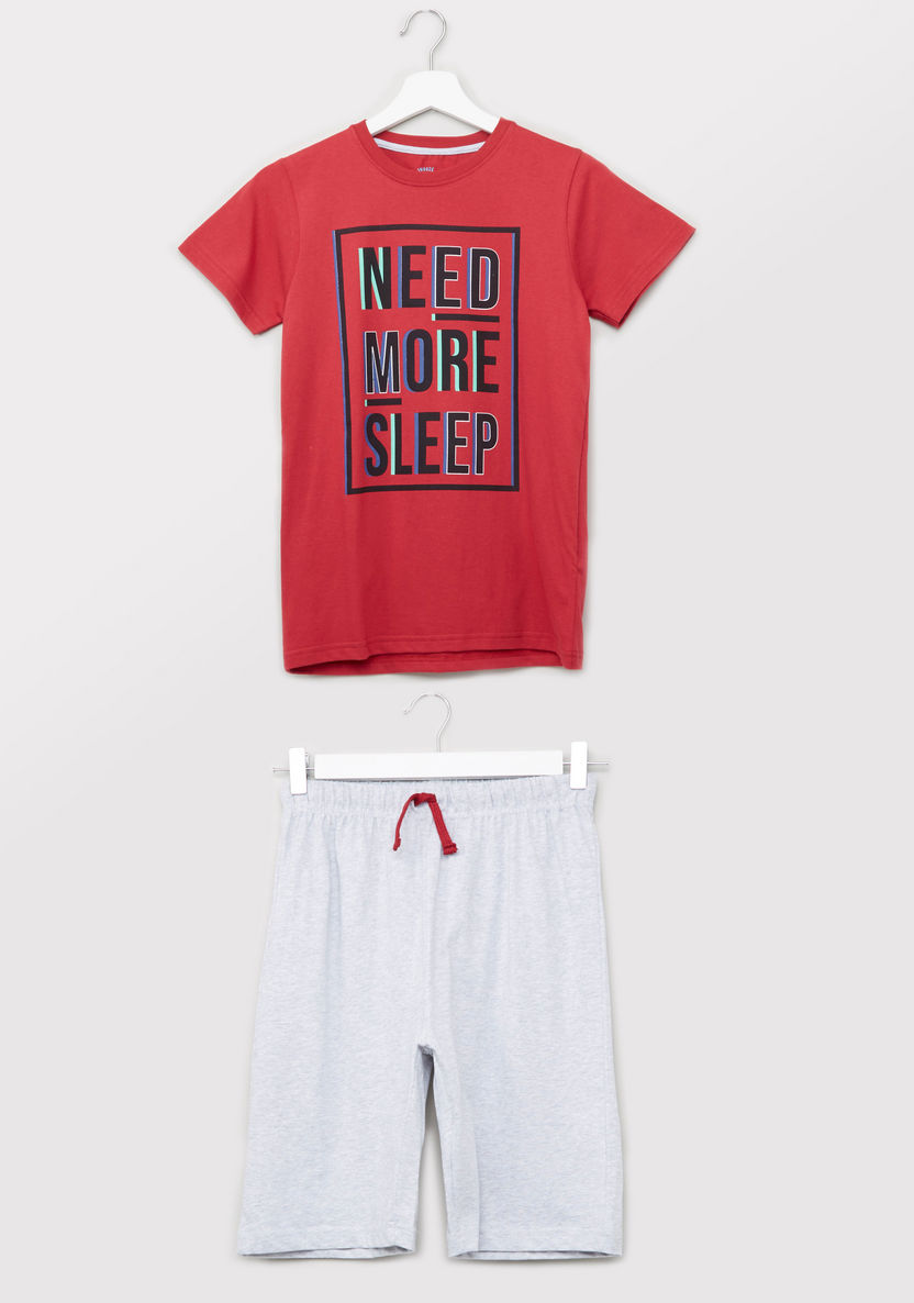 Juniors Printed T-shirt and Bermuda Shorts-Clothes Sets-image-0