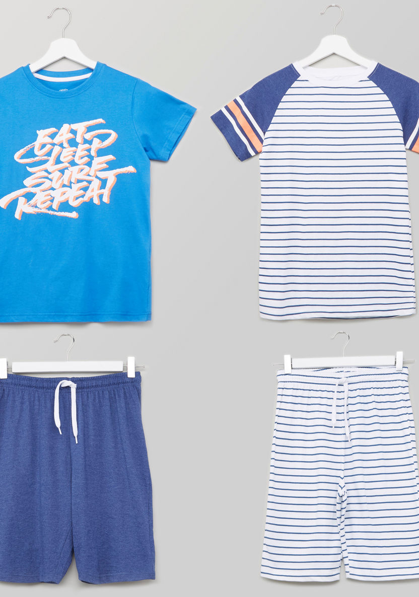 Juniors Printed T-shirt with Drawstring Bermuda Shorts - Set of 2-Clothes Sets-image-0