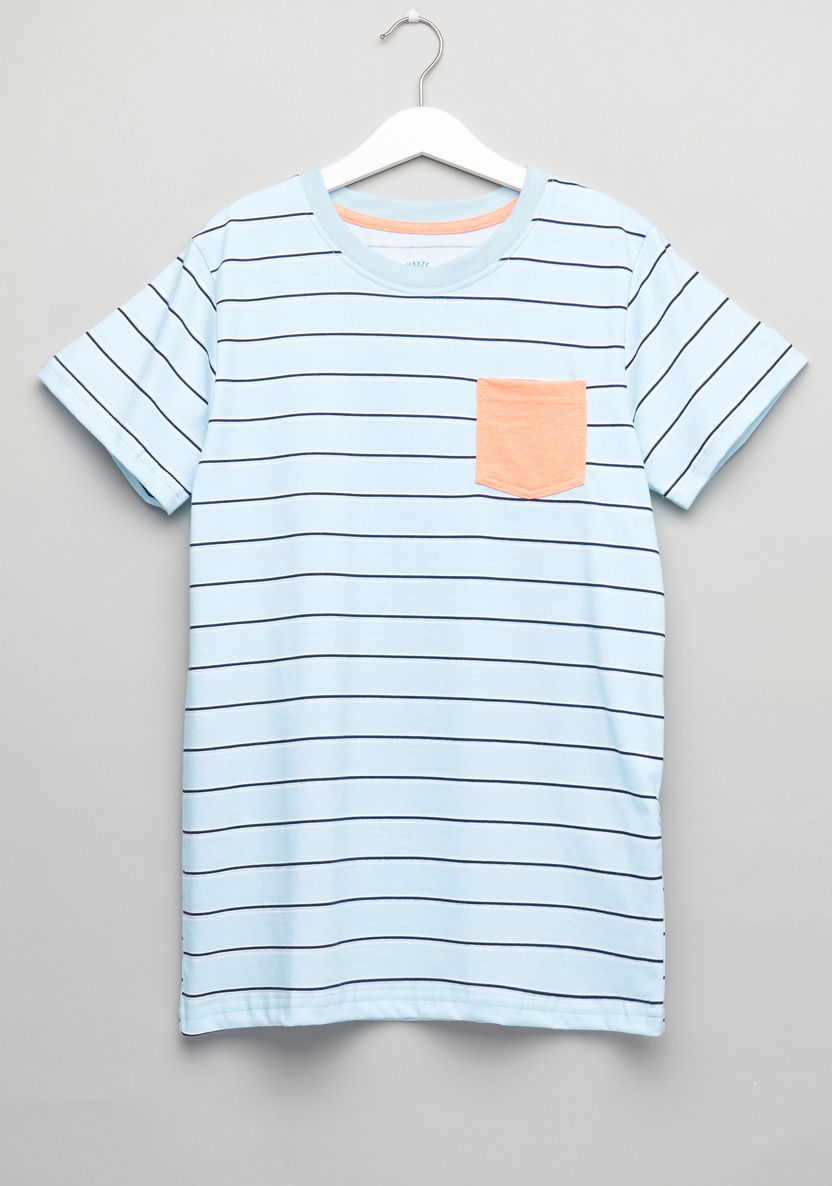 Juniors Striped T-shirt with Printed Shorts-Nightwear-image-1