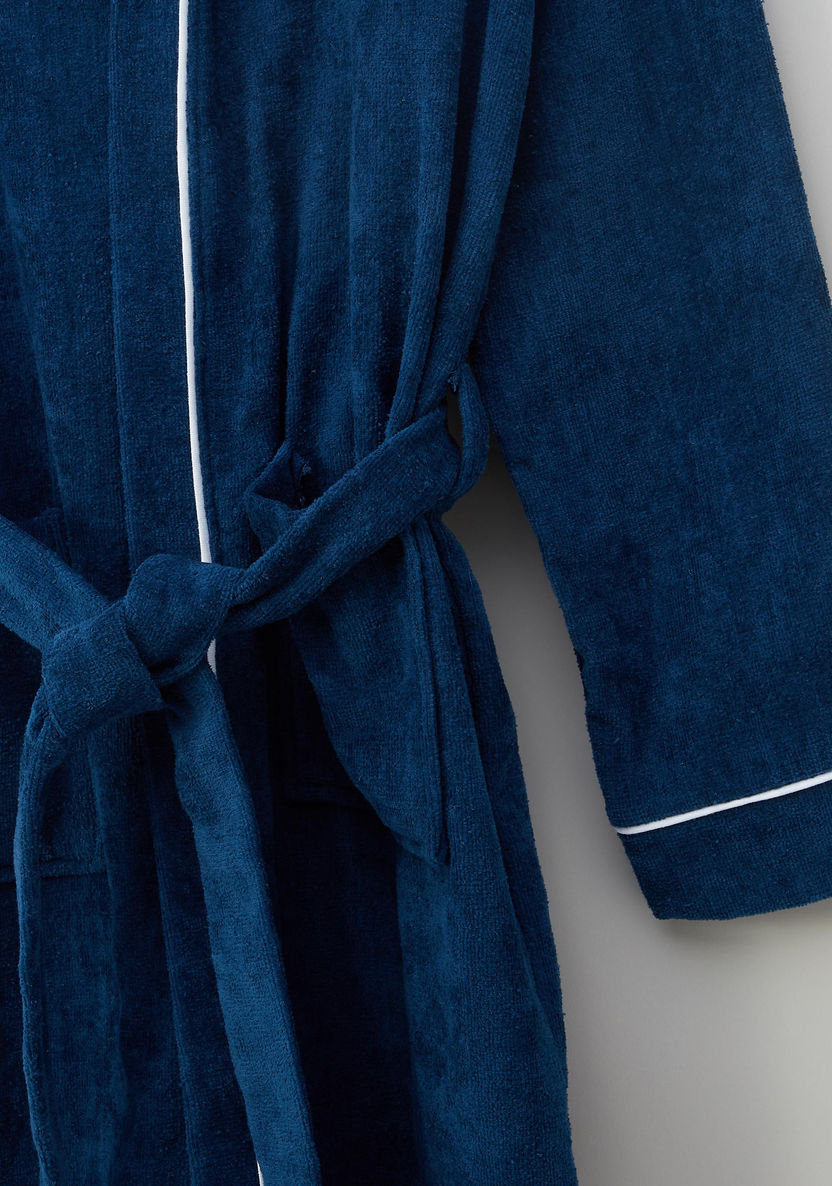 Juniors Self-Hooded Bathrobe with Tie-Up Closure-Towels and Flannels-image-1