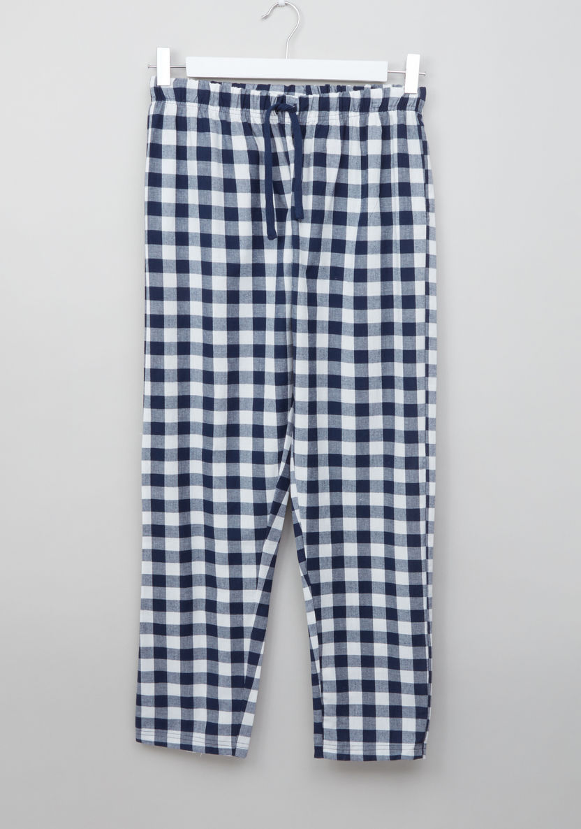Juniors Henley Neck Short Sleeves T-shirt and Chequered Pyjama Set-Pyjama Sets-image-3