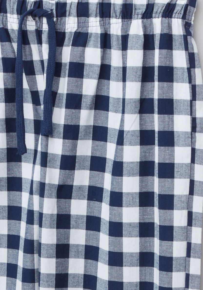 Juniors Henley Neck Short Sleeves T-shirt and Chequered Pyjama Set-Pyjama Sets-image-4