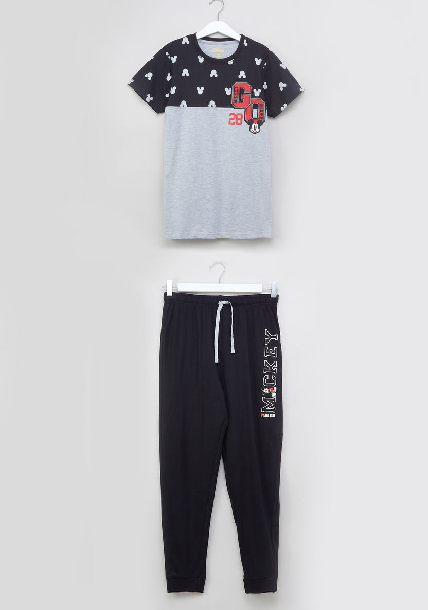Mickey Mouse Printed T-shirt and Drawstring Pyjamas-Clothes Sets-image-0